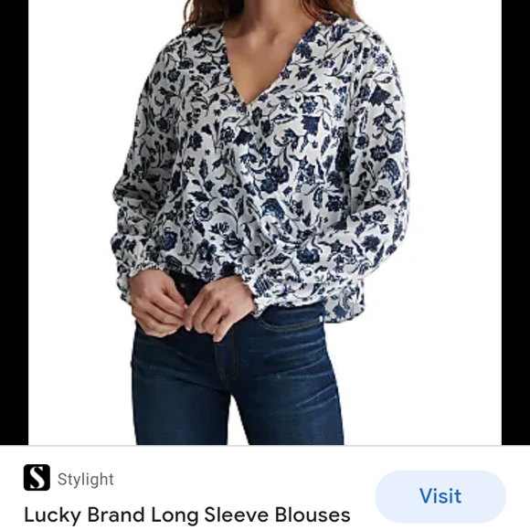 XL Lucky Brand Crop Top Surplice V Blouse Floral - Picture 3 of 5